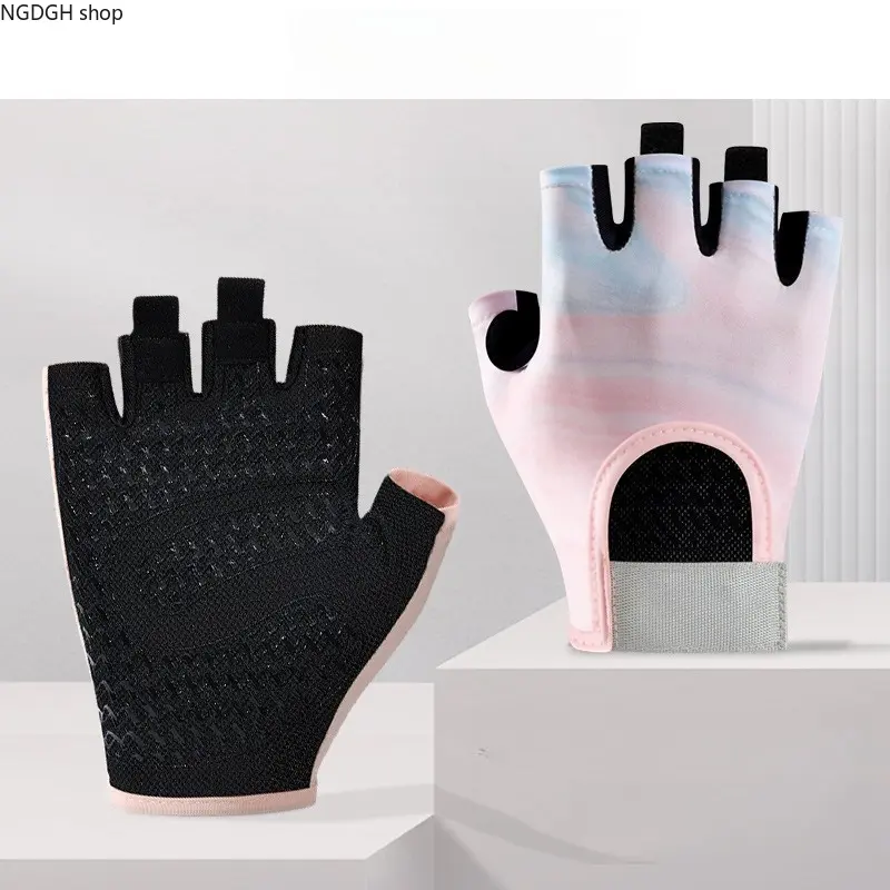 Women's Fingerless Gym Accessories Workout Gloves - Trendy Pink Marble, Breathable Mesh, Anti-Slip, Lightweight Grip for Yoga, Weightlifting, Summer Fitness