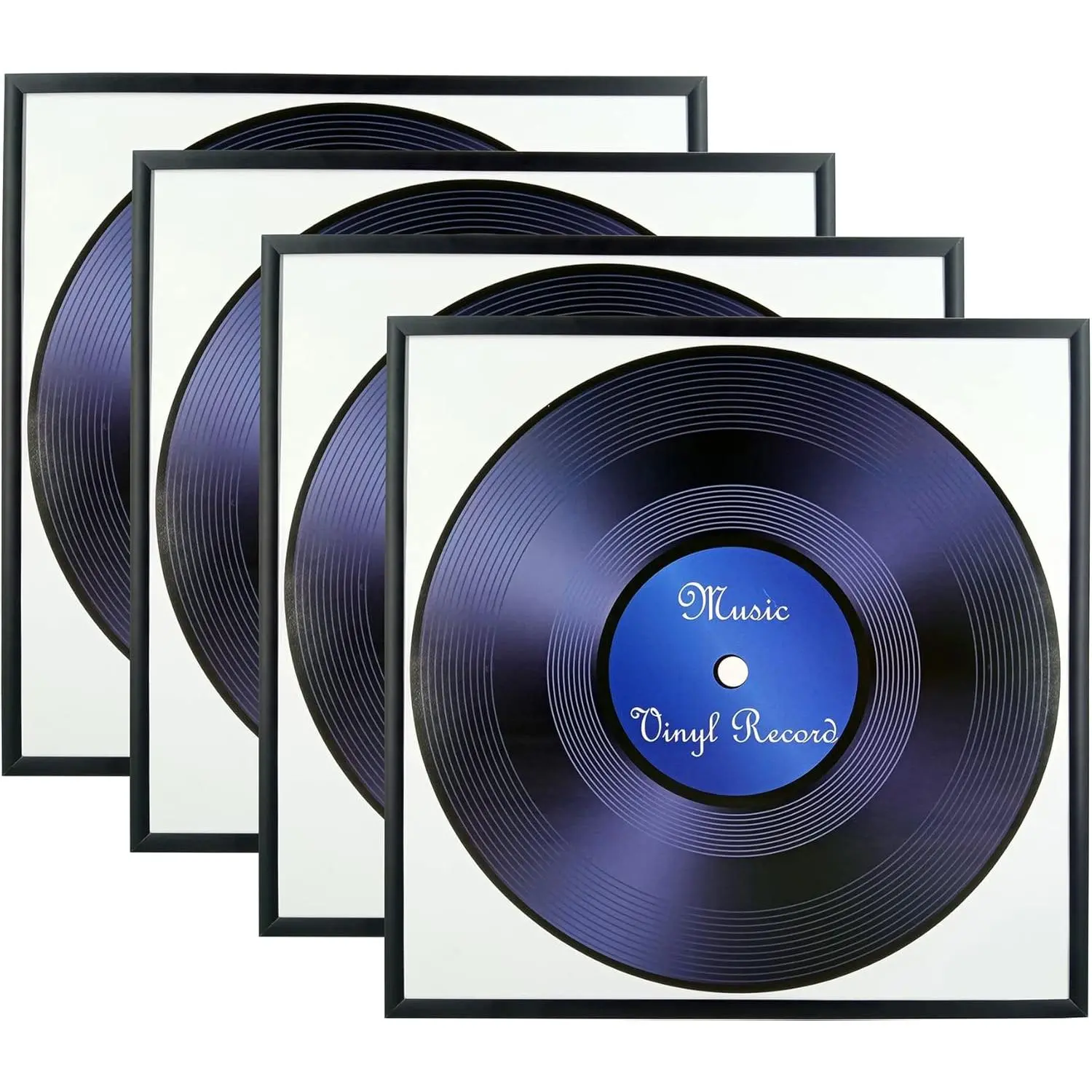 4 Pack, Aluminum Metal Black Music Record Album Frame 12.5x12.5 Inch Picture Frame Made to display vinyl LP album covers, Fit the album artwork display, Butterfly Sawtooth Hanger, Spring Clips, set of 4 count