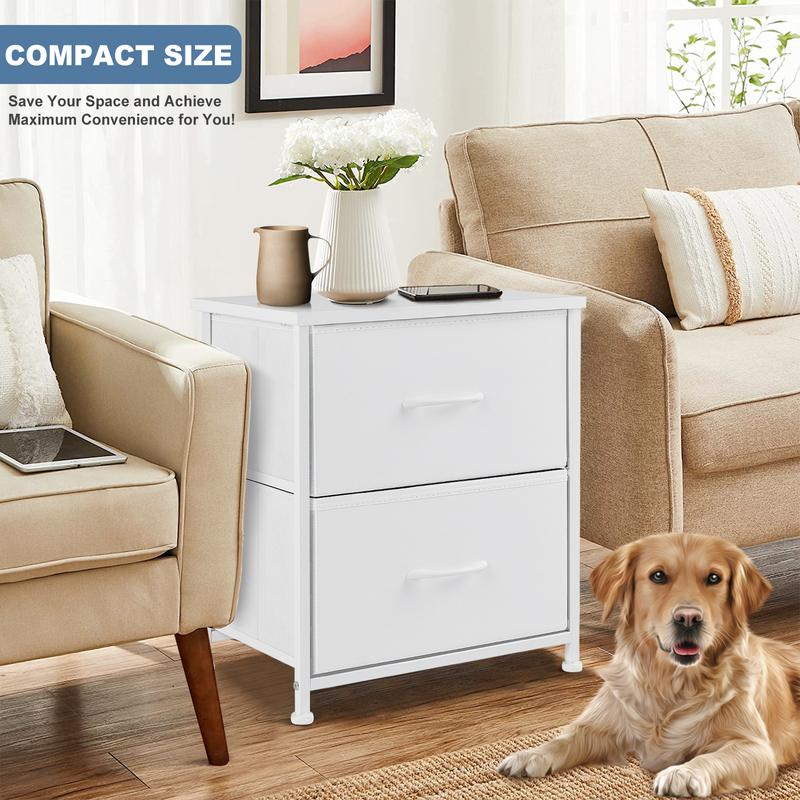 Nightstand with 2 Fabric Drawers, Small Dresser, Side Table, End Table, Bedside Table, Night Stands, Small Nightstand, Bedroom