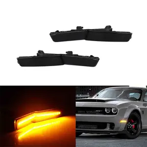 2PCS Smoked Lens Amber LED Front Side Marker Parking Lights For Dodge Challenger Widebody 2018-up  Replace OEM 68319391AA