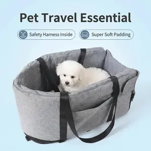 Dog Car Seat Bed for Small Dogs – Portable Booster Seat with Safety Belt, Washable & Comfortable Pet Travel Carrier