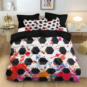3pcs graffiti honeycomb printed bedding duvet cover set includes: one duvet cover and two pillowcases (without padding) suitable for bedrooms and guest rooms, single bed, double bed size optional, machine washable