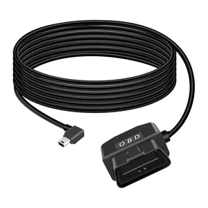 OBD Power  for Dash Camera, OBD2 Diagnostic Extension Adapter to 90Degree Mini USB with  Button, 24 Hours /Acc Mode 12-24V to 5V/3A, for Dashcam, GPS -3.5M/11.5Ft
