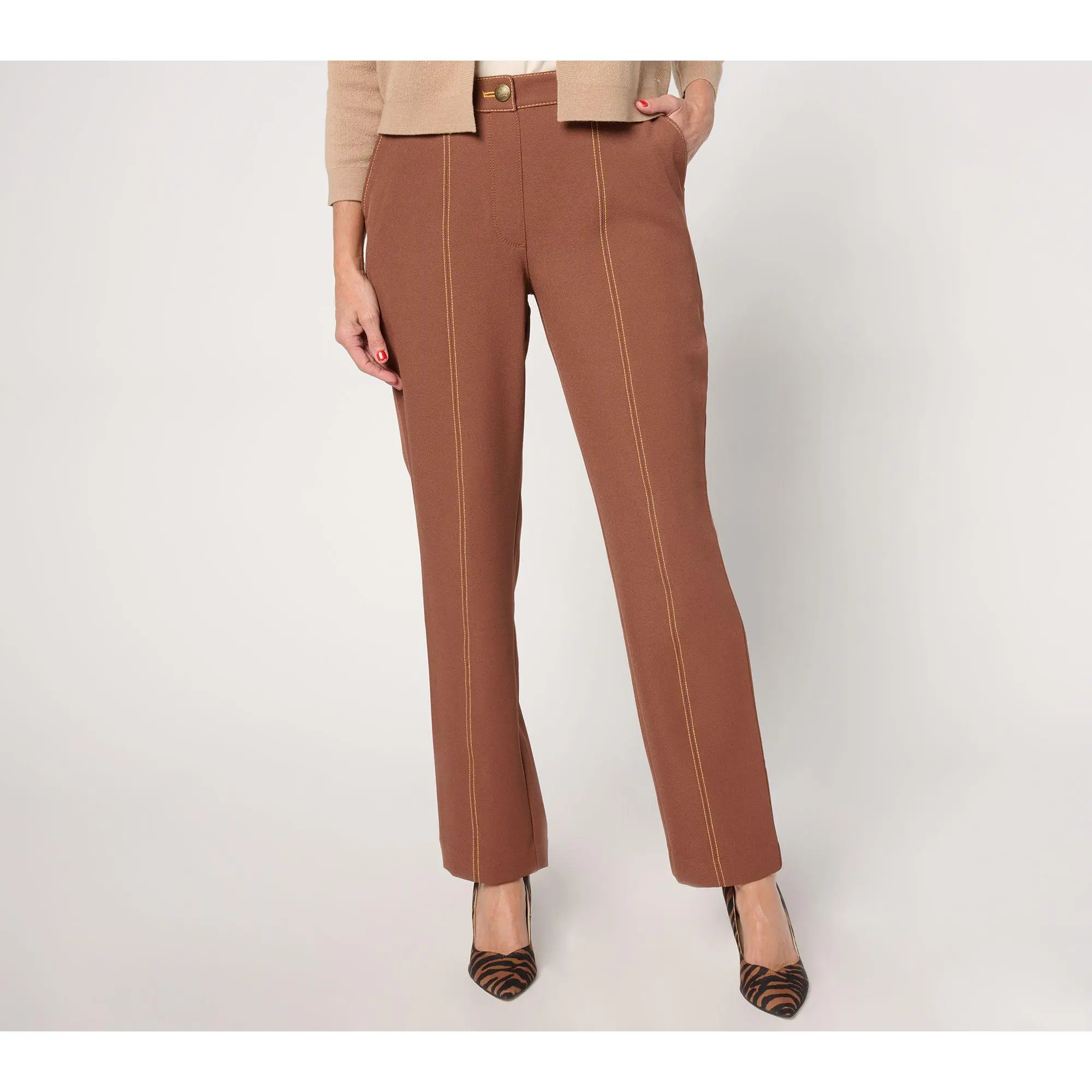 Isaac Mizrahi Live! Petite Estate Timeless Twill Straight Leg Pants