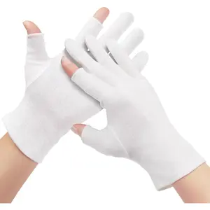 4 Pairs Cotton Moisturizing Gloves Touchscreen, 100% White Cotton Gloves for Dry Hands, Eczema, Sleeping, Overnight, Lotion, Spa Treatment, Moisturizing Night Gloves