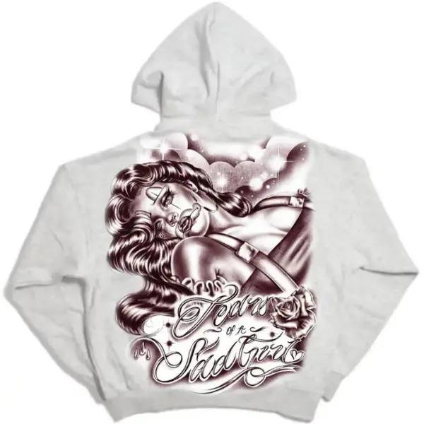 Tears Of A Sad Girl Pullover Hoodie, graphic tees chicanos clothing, gangsster Tattoo Sweatshirt, Hoodie, Shirt, Tops Cotton Fabric, gift for men and women, men shirt