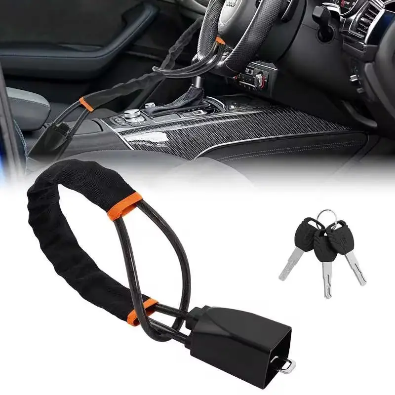 Heavy Duty Anti-Theft Steering Wheel Lock with 3 Keys - 5mm Steel Wire Cable Compatibility, Universal, Quick Installation, Durable Construction, Heavy Duty Protection for Cars, Trucks, SUVs (Automotive Vehicle Accessories), Car Accessories, Most