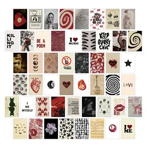 50pcs Downtown Style Postcards Set, Frameless Small Posters Rectangle Design, Wall Art Prints Unframed Art Print Collage Kit for Bedroom Room Aesthetic, Vintage Photo Collection for Dorm Home Decor, Unique Gifts