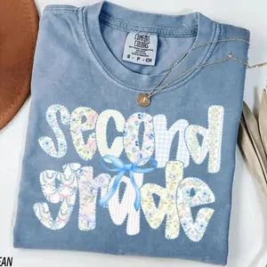 Comfort Colors Second Grade Teacher TShirt, Coquette Bow 2nd Grade Teacher T-Shirt, Second Grade Teacher Tshirt, Elementary Teacher Tee - TrendWear USA