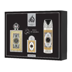 Lattafa Pride King Of Arabia For Men 3 Piece Gift Set With 3.4 Oz EDP Spray