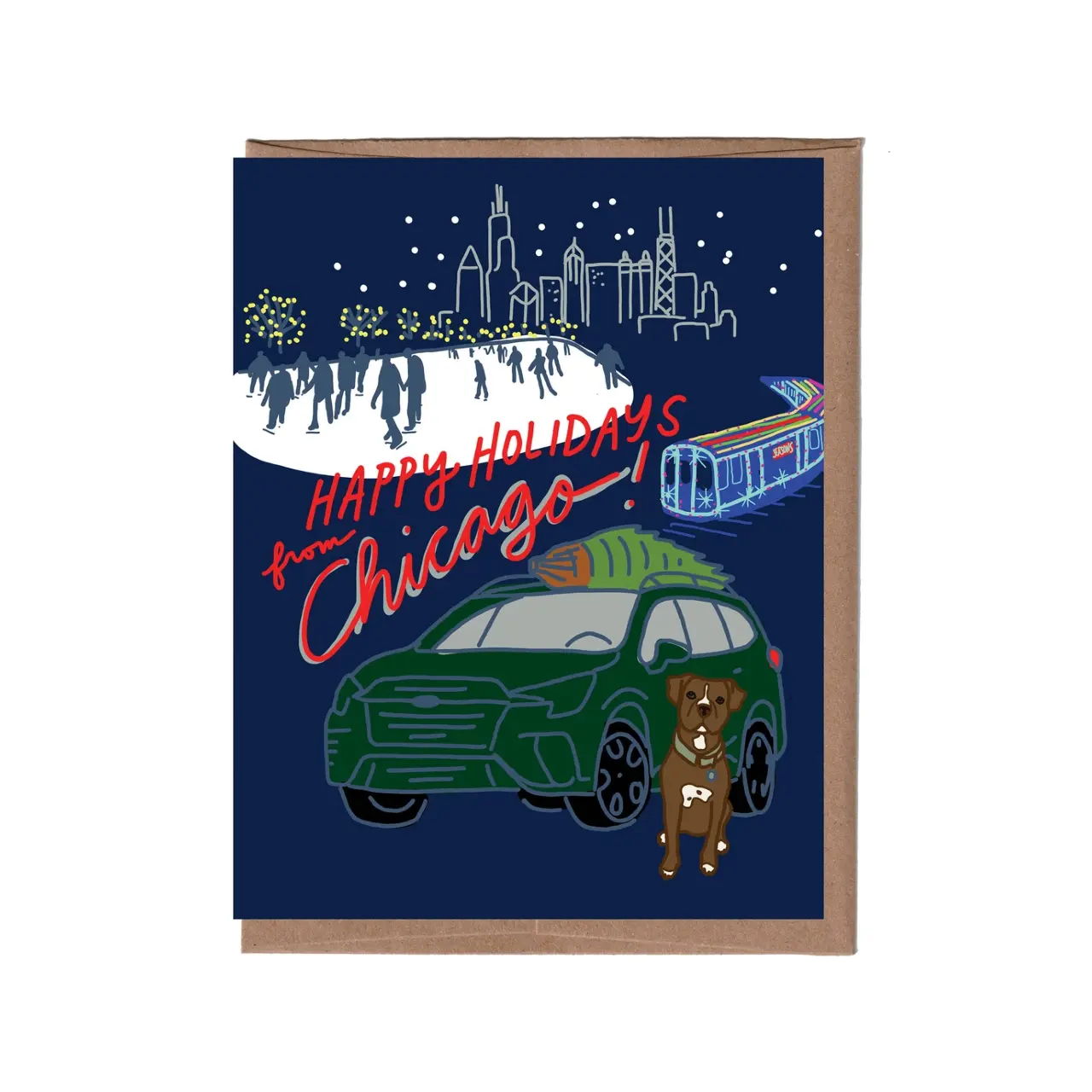 Cityscape Holiday Chicago Christmas Card - Boxed Set Of 8