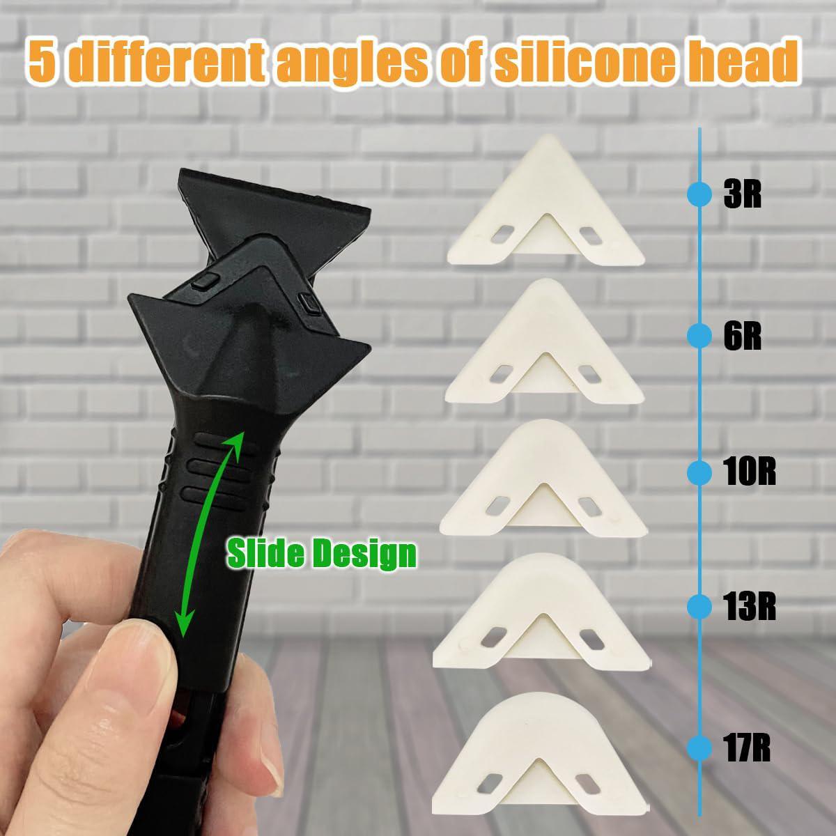 3 in 1 Silicone Caulking Tools, Sealant Finishing Tool Grout Scraper, Reuse and Replace 5 Silicone Pads, Great Tools for Kitchen Bathroom Window, Sink Joint 3 in 1 Silicone Caulking Tools, Sealant Finishing Tool Grout Scraper, Reuse and Replace 5 Silicone Pads, Great Tools for Kitchen Bathroom Window, Sink Joint