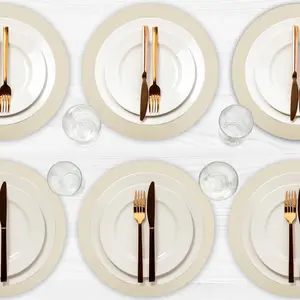 Homewear Placemats Set of 6 Morgan Faux Leather Round 15", Table Mats for Dining, Non-Slip, Heat Resistant, Reversible, Beige, Washable Everyday Holiday Use