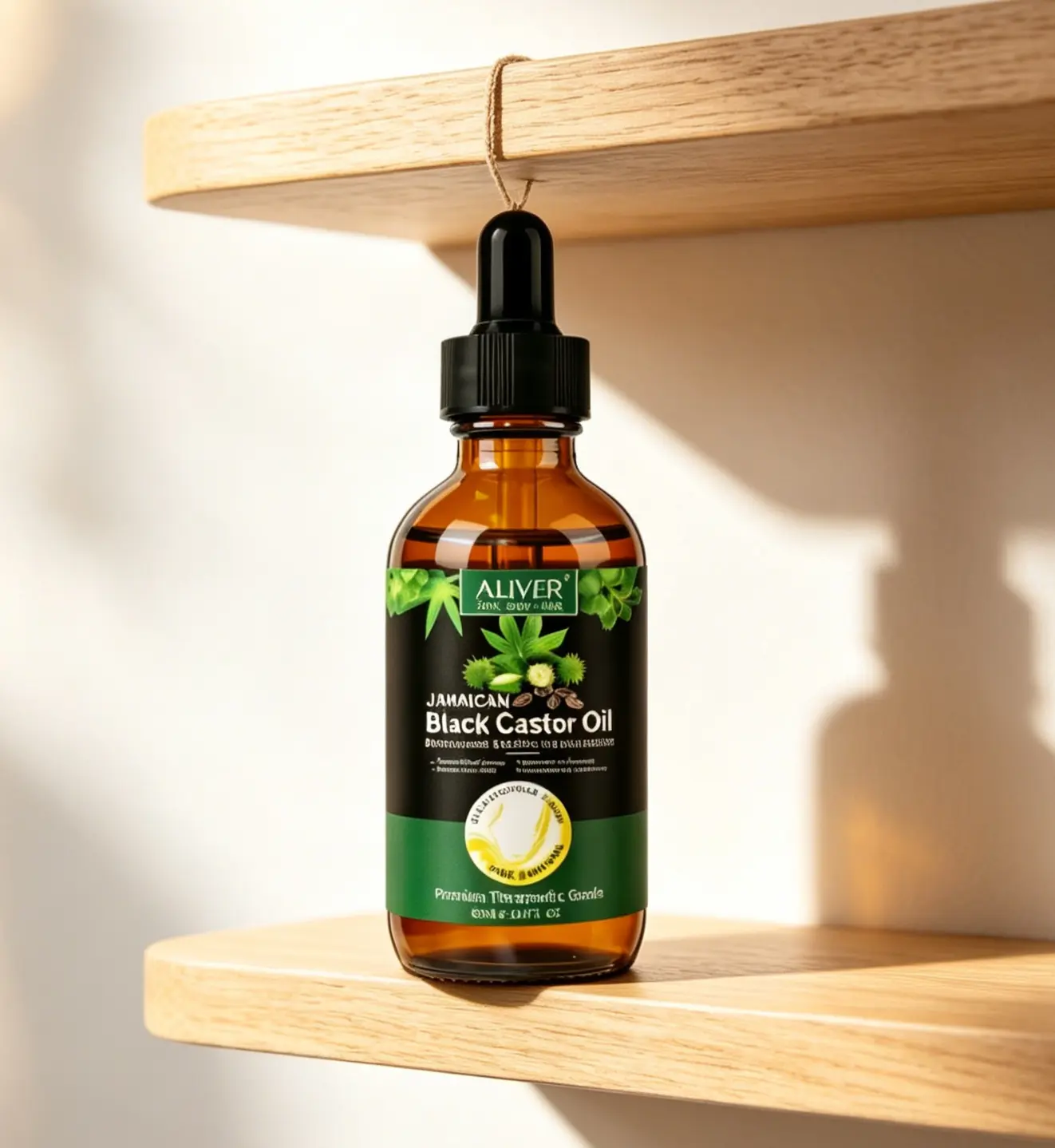 ALIVER Jamaican Black Castor Oil (60ml) - Pure Natural Hair Treatment Oil for Scalp Moisture, Eyelash & Nail Care