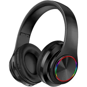 F-HPS07  Wireless Bluetooth Headphones-Colorful Lights,Foldable,Bluetooth 5.0,10 m Range,Stereo Surround,Built-in Microphone,Comfortable affixed Ears (Black)