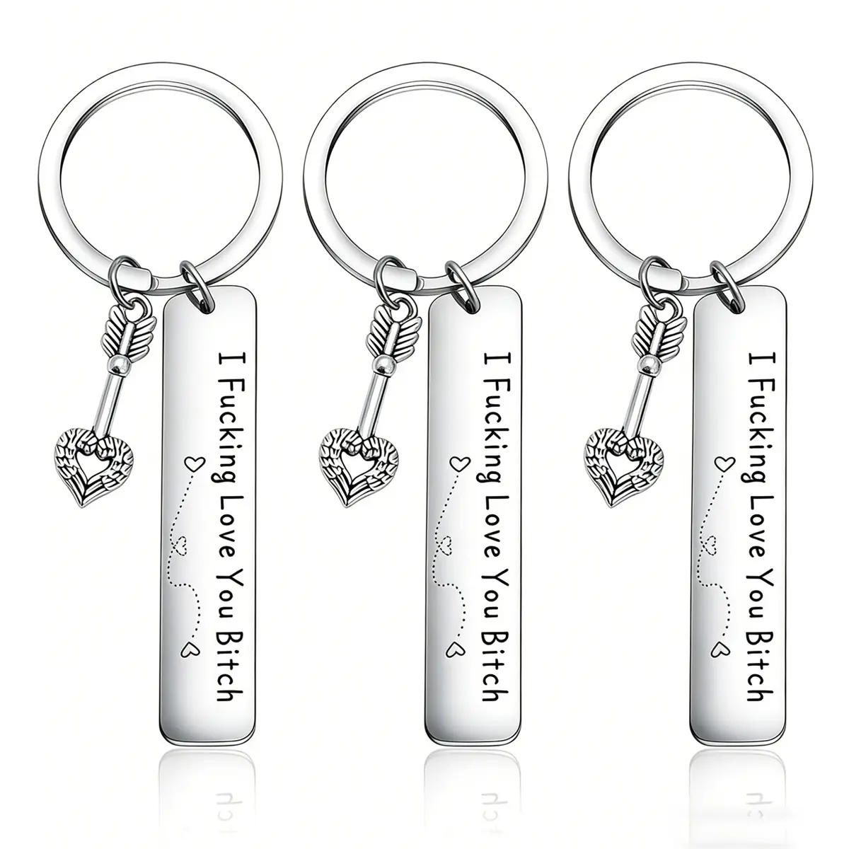 Women's Stainless Steel Stylish Keychain (1/2/3PCS) - Engraved "I Fucking Love You Thick", Best Friend Birthday Gift, Keychains for Women, Festive Party Gift