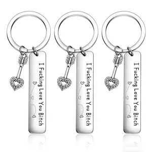 1/2/3PCS Best Friend Keychain for Women, Stainless Steel Key Chain Engrave I Fvcking Love You Bi<th Birthday Christmas Friendship Gift for Bestie Best Friends Female Bff