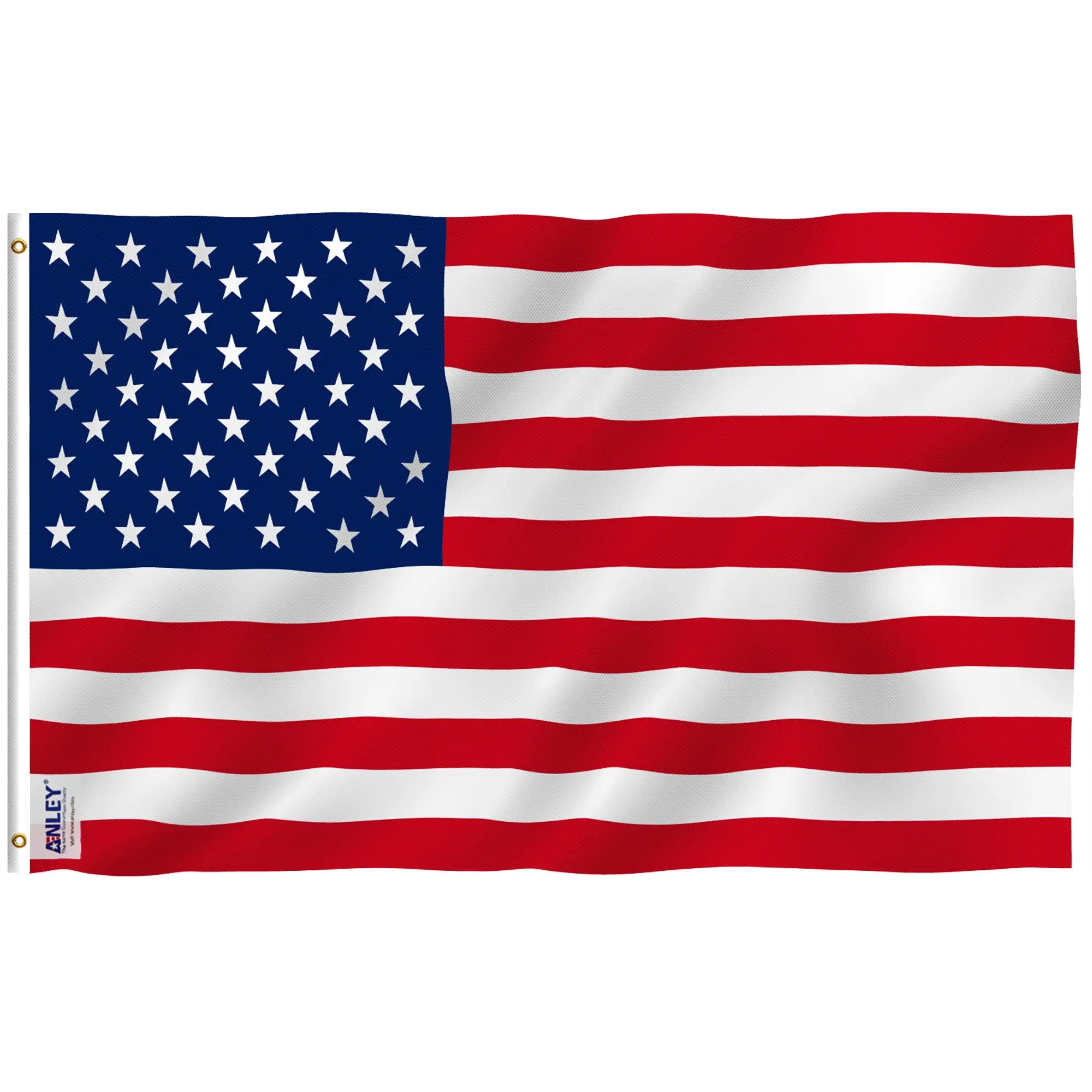3'x5' FT Polyester USA Flag with Printed Stars, Brass Grommets - Outdoor Banner, Flags for Room for Home & Festive Party Supplies Backdrops