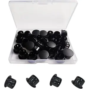 30 Pcs Black Plastic Hole Plugs 13mm (1/2") for Cabinet and Screw Holes