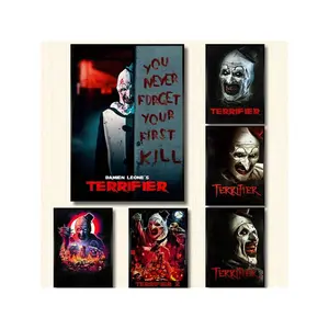 1PC Terrifier Poster Aesthetics Movie Tv Set Retro Decoration Horror Film Canvas Painting For Wall Art Mural Home Room Decor No Frame