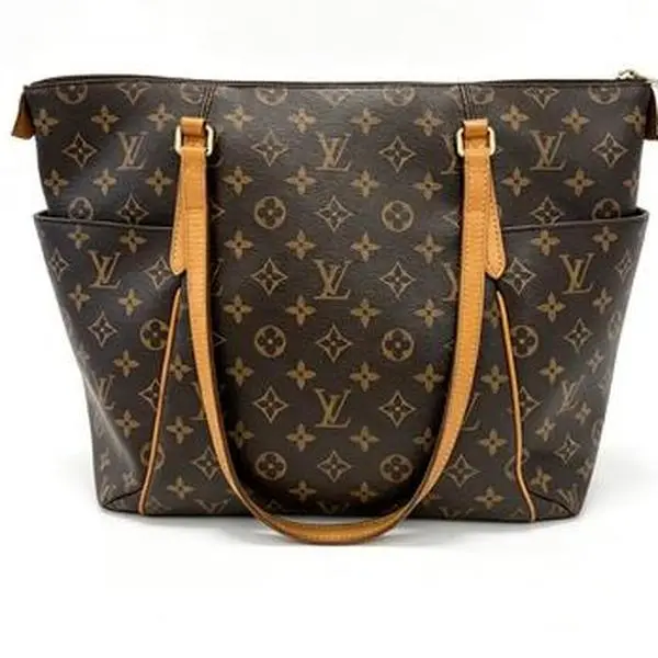 Pre-owned Louis Vuitton LV Classic Monogram Canvas Top Zip Shoulder Tote, Natural Vachetta Leather Handles, Large Capacity