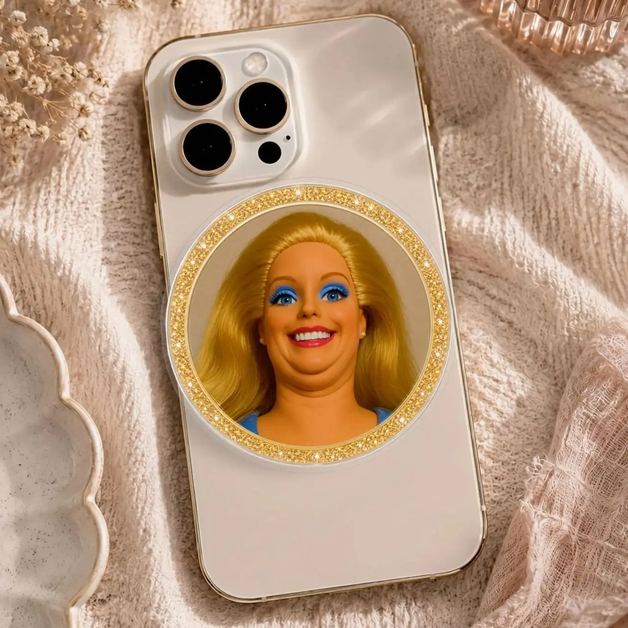 Funny Fashion Doll Magnetic Phone Grip, Meme Doll MagSafe Phone Holder, Cute Humorous Phone Accessory