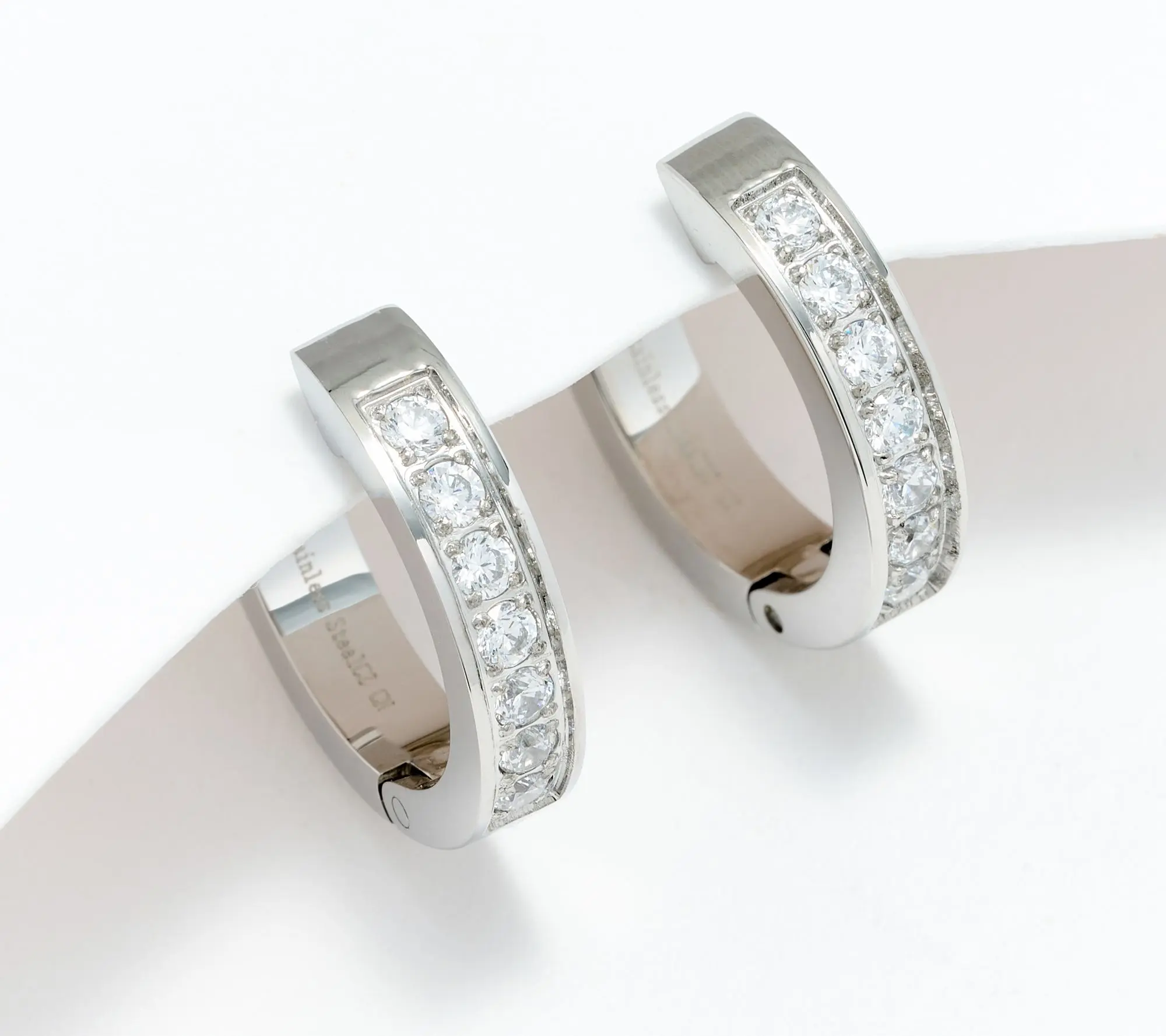 Steel by Diamonique 1/2" Inside Out Hoop Earrings