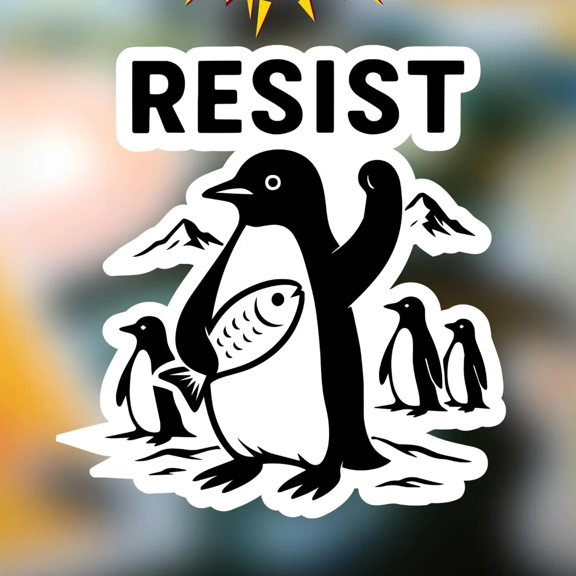 Penguins Resist Sticker, Trump Tariffs, Dump Trump, Not my President Sticker, Political Circus, Save Democracy, Hypocrisy, Laptop, Notebook Stickers