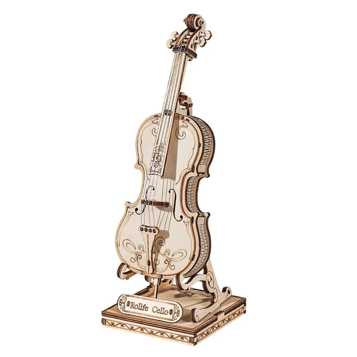 Robotime Wooden 3D Cello Puzzle Toy for Beginners Ages 14+, Pet & Farm Animal Poultry Supply, Christmas Holiday Gift, Home Decoration Item, Birthday