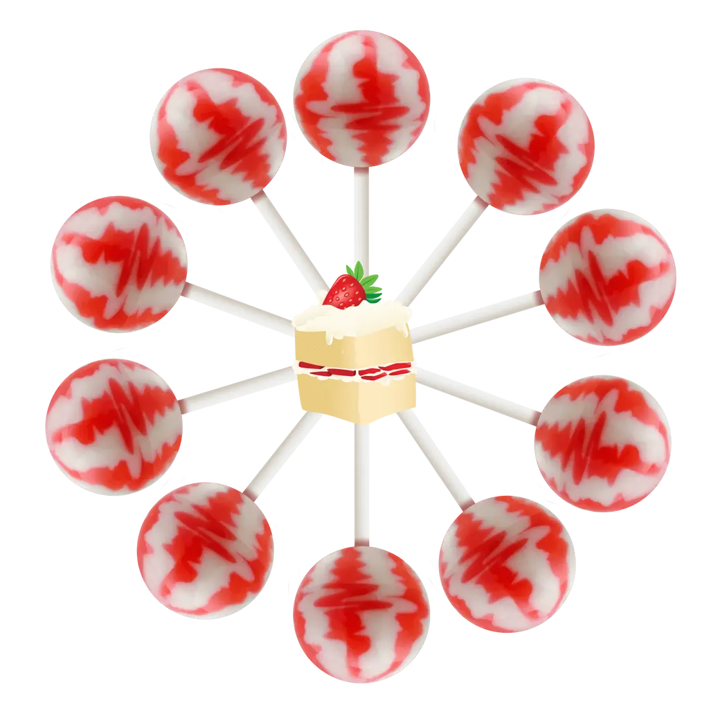 10ct. Strawberry Shortcake Cream Swirl Lollipop Bag