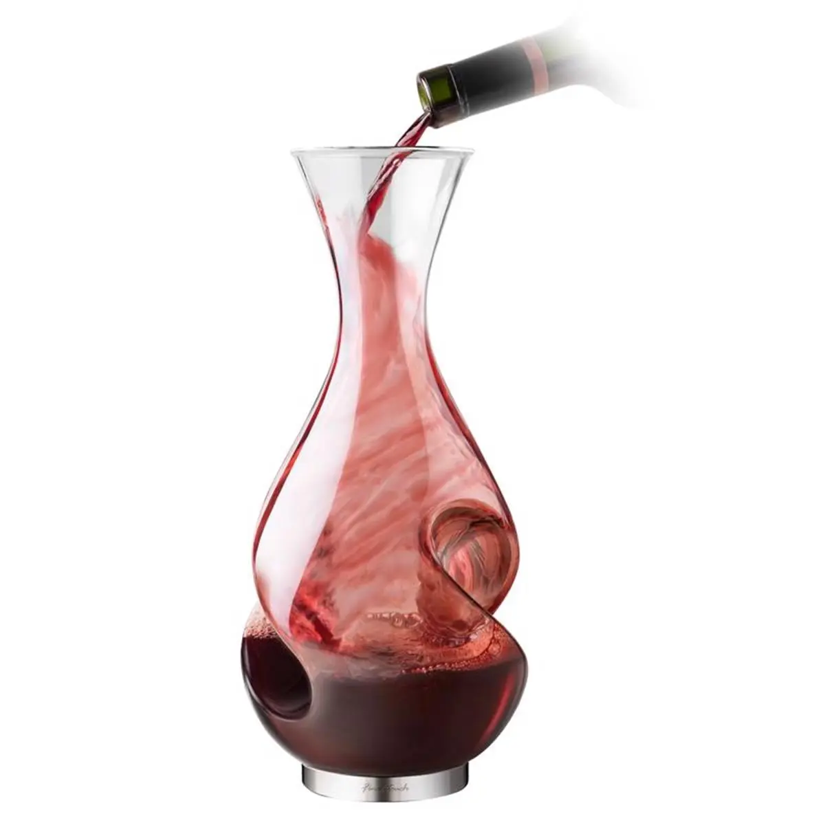 Final Touch 6060090 Durable Aerating Wine Pourer - Bar & Wine Utensil, Liquor Decanter Set Accessory, High-Quality Processes, 25.4 oz Glass-Stainless Steel Construction, Clear, 1.448 lbs, 11.4h x 5.5w x 5.5d in, Bar Tool for Enthusiasts