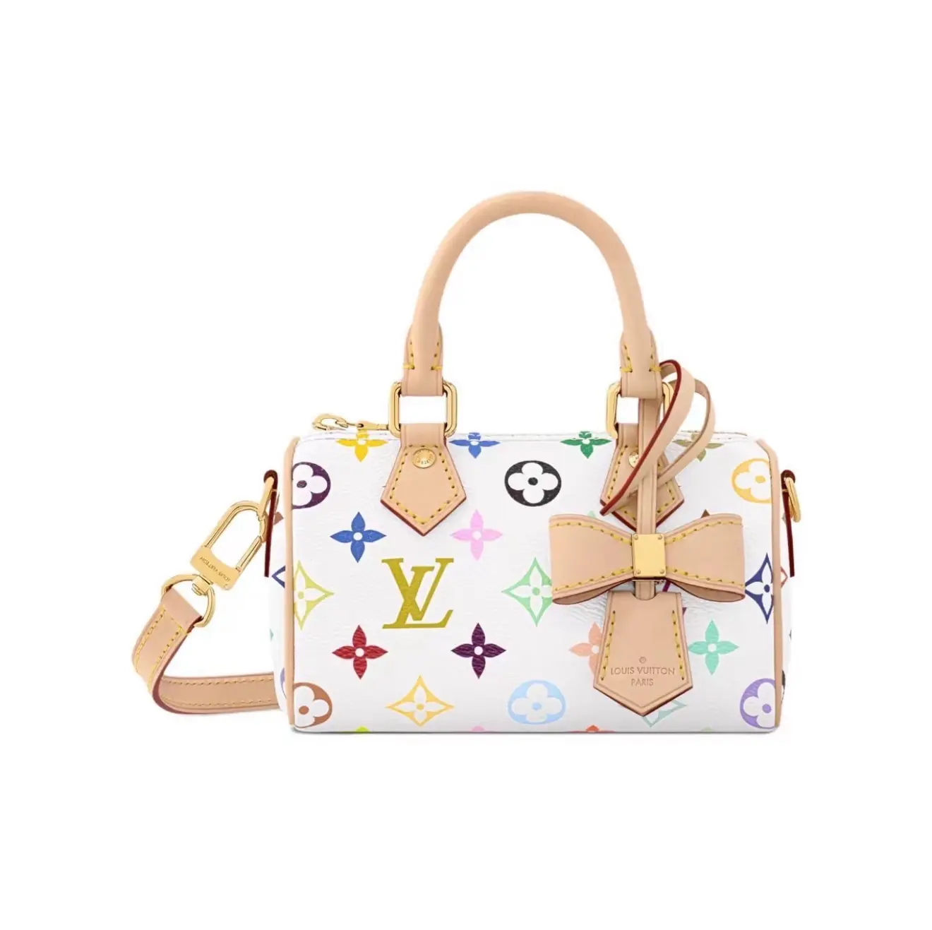 Pre-owned Louis Vuitton White Multicolore Speedy Nano Handbag Chip Embedded Version 2605012