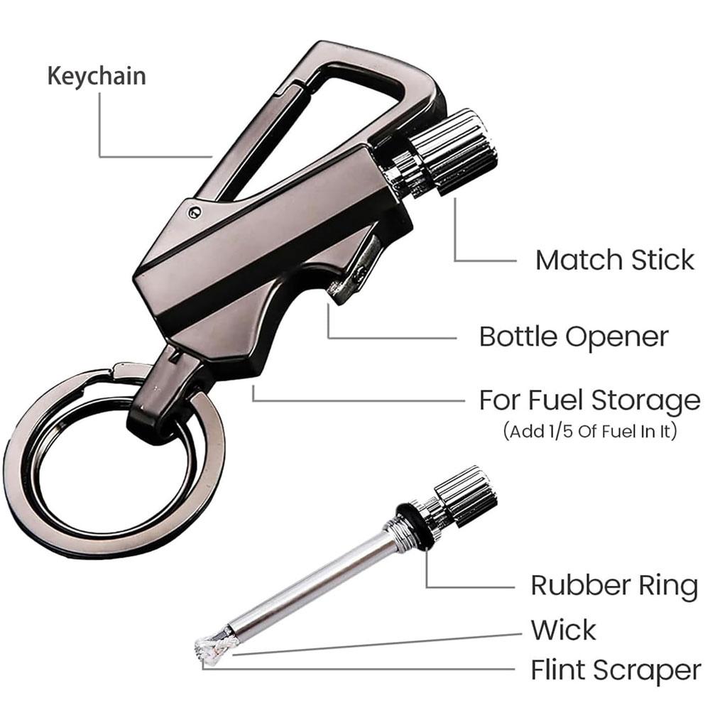 Multi Keychain, Bottle Opener, Portable Lighter, 3 in 1 Multi tool ( Not include the lighter fluid)