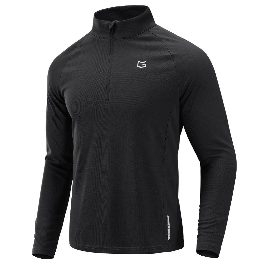 G Gradual Men's Long Sleeve Quarter-Zip Pullover Sport Shirt, Lightweight Quick-Dry Athletic Style Activewear, Running Clothing for Workout Gym Golf,summerwins