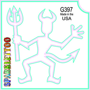 212 MAIN Ruby Red G397 Glitter Tattoo Stencil - 3-Ply Devil Pattern, Glitter Finish Effect, 1.5x2.3x2.3 in, Pack of 100, Glitter Effect