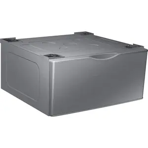 27-Inch Washer Dryer Pedestal Stand with Pull-Out Laundry Storage Drawer, Stainless Steel, Platinum