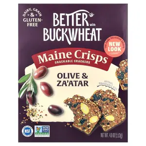 Better with Buckwheat Maine Crisps Snackable Crackers, Olive & Za'atar, 4 oz (113 g)