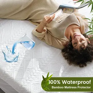 1 PC Bamboo Mattress Protector , Waterproof - Viscose Derived from Bamboo, Breathable, Noiseless Mattress Cover Protects Against Moisture, Spills, Stains (No Pillowcases)