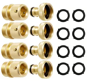 Garden Hose Quick Connectors, Heavy Duty Solid Brass 3/4 Inch GHT, Universal Leak-Proof Fittings for Easy Water Hose Connection