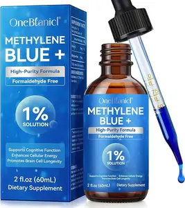 Methylene Blue Pharmaceutical Grade, Methylene Blue Drops for Humans Brain Health and Energy Support, No Formaldehyde, No Alcohol, No Gluten - 2 Fl OZ