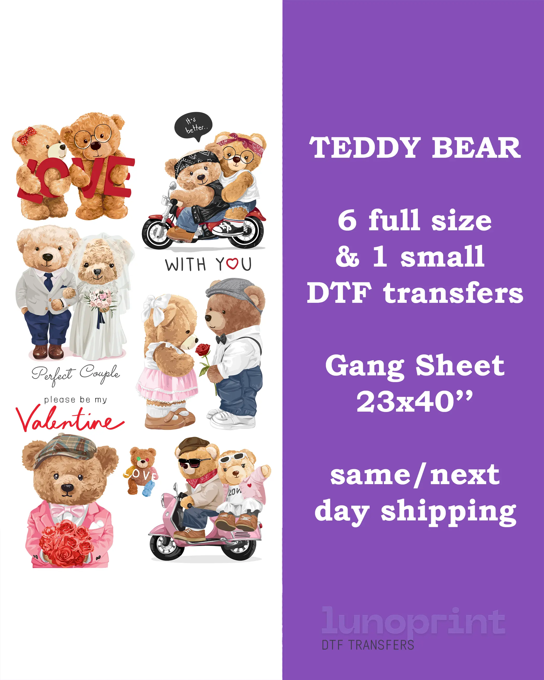 Teddy Bear DTF Gang Sheet