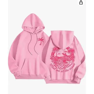 Pink Puff Hoodies for Teen Girls Oversized Cute Preppy Shirt, Pink Graphic Long Sleeve Drawstring Pullover Tops Sweatshirt, Hoodie, Comfort Colors