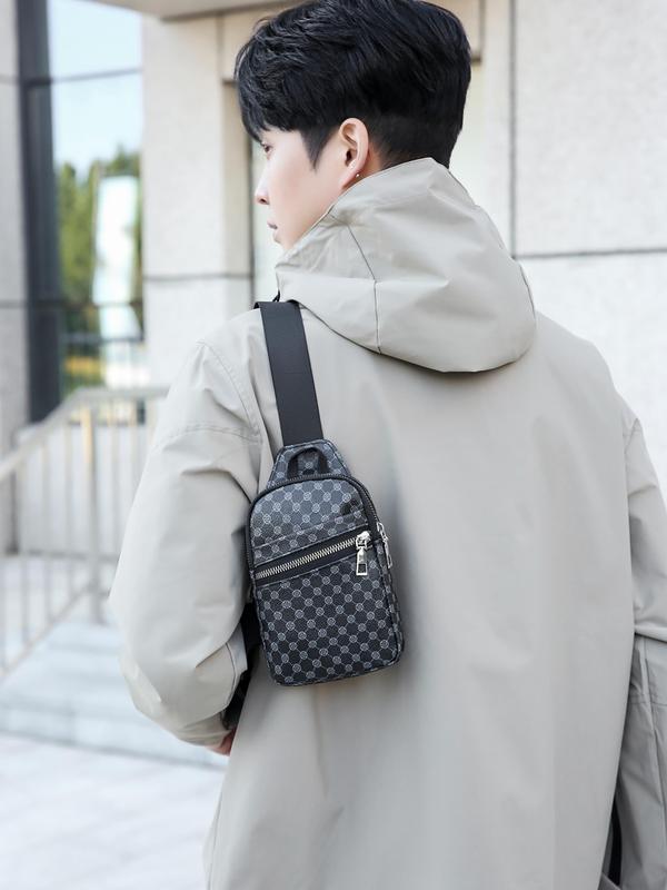 Men's Casual Solid Color Zipper Belt Bag, Fashionable Lightweight Chest Bag for Daily Commuting, Portable Sling Bag for Men, Zipper Fanny Pack