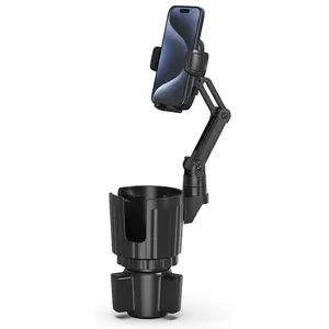 Phone Holders for Your Car, 2 in 1 Universal Cup Holder Expander Adjustable Base with Phone Mount, Long Arm with 360°Rotation Cup Holder Phones Mount for Car Compatible with All Smartphones, Cell Phone Mounts