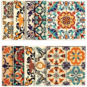 10 count 7.8"x7.8"  Mexican Tile Stickers - Colorful Peel and Stick Wall  for Kitchen Backsplash, Self-Adhesive  Decor for Walls and Room Accents