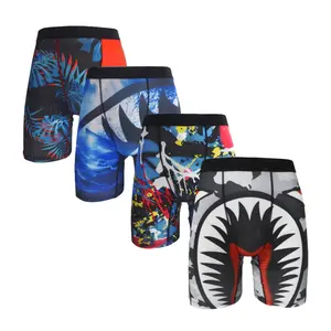 4Pcs Men Underwear Boxers Breathable Man Swimming Underpants Plus Size Print Mens Panties Trunks Sexy Men's Boxershorts