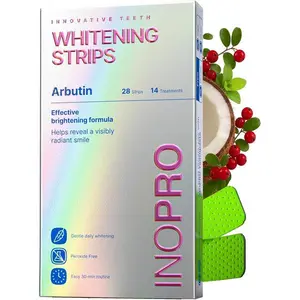 InoPro Teeth Whitening Strips 21 Treatments Kit - Teeth Whitener, Peroxide Free, Green White Strips for Teeth Whitening with Arbutin, Coconut Oil, Deep Stains Removal (42 Strips)