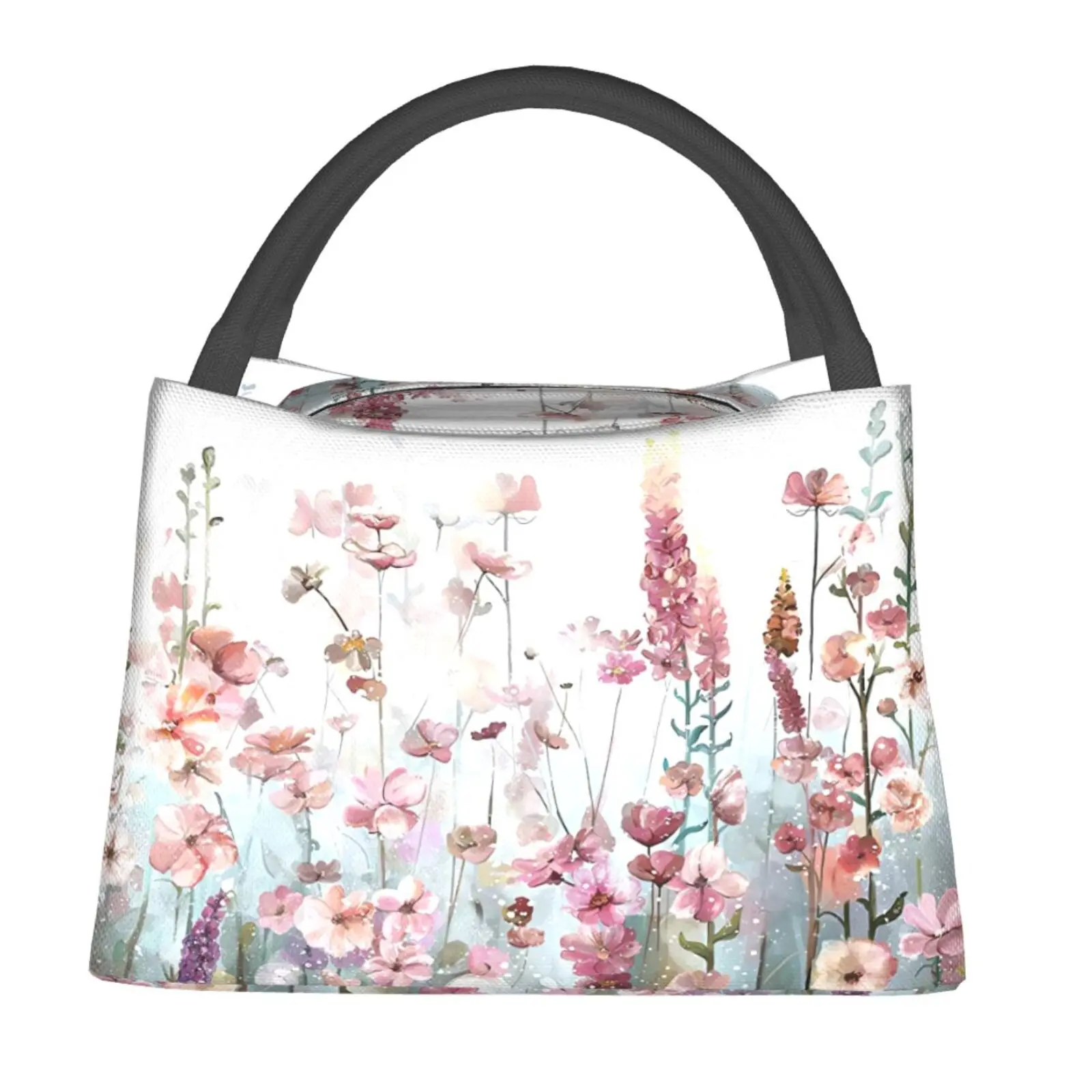 Lunch bag for men and women, reusable hand-held insulation bag, watercolor flower pattern, is an essential item for outdoor camping and daily commuting. It is made of safe and durable insulation material, with a portable and stylish design
