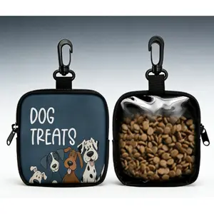 Zippered Dog Training Snack Bag Portable Polyester Pet Snack Bag for Outdoor Activities and Walking Single-Sided Transparent Design Durable Closure Bright Color Essential Dog Treats Container