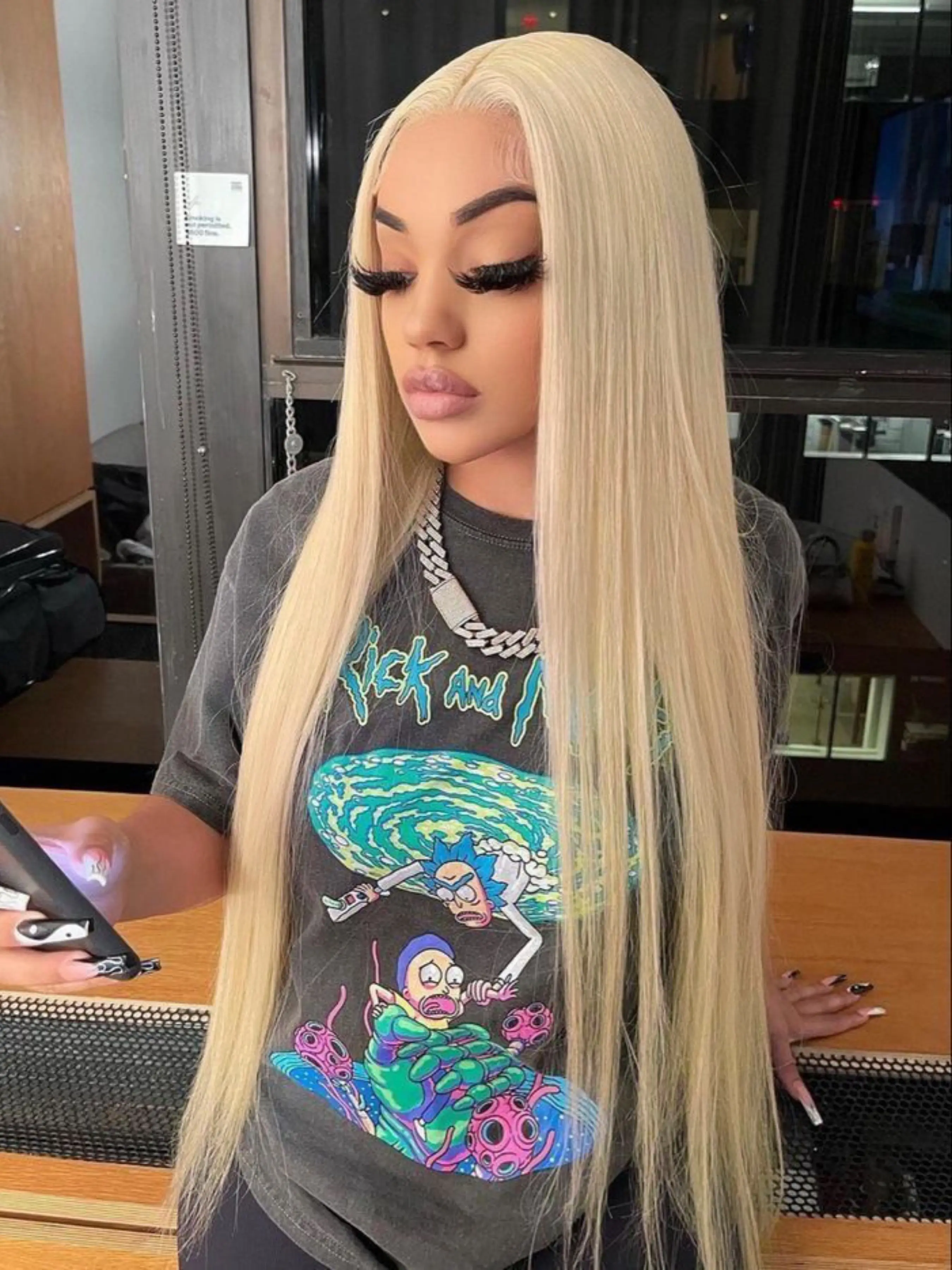 Beige 13x4 Soft HD Lace Front Wig Colored Long Straight Hair Pre-Plucked Natural Hairline Heat Resistant Fiber Middle Part Natural Looking Wigs, Heat Friendly Wig for Daily Wear, Dating, Music Festival 28 Inch Butta Lace Wig